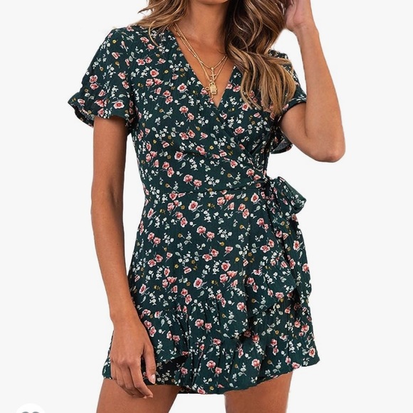 Amazon dark green floral dress - Picture 2 of 2